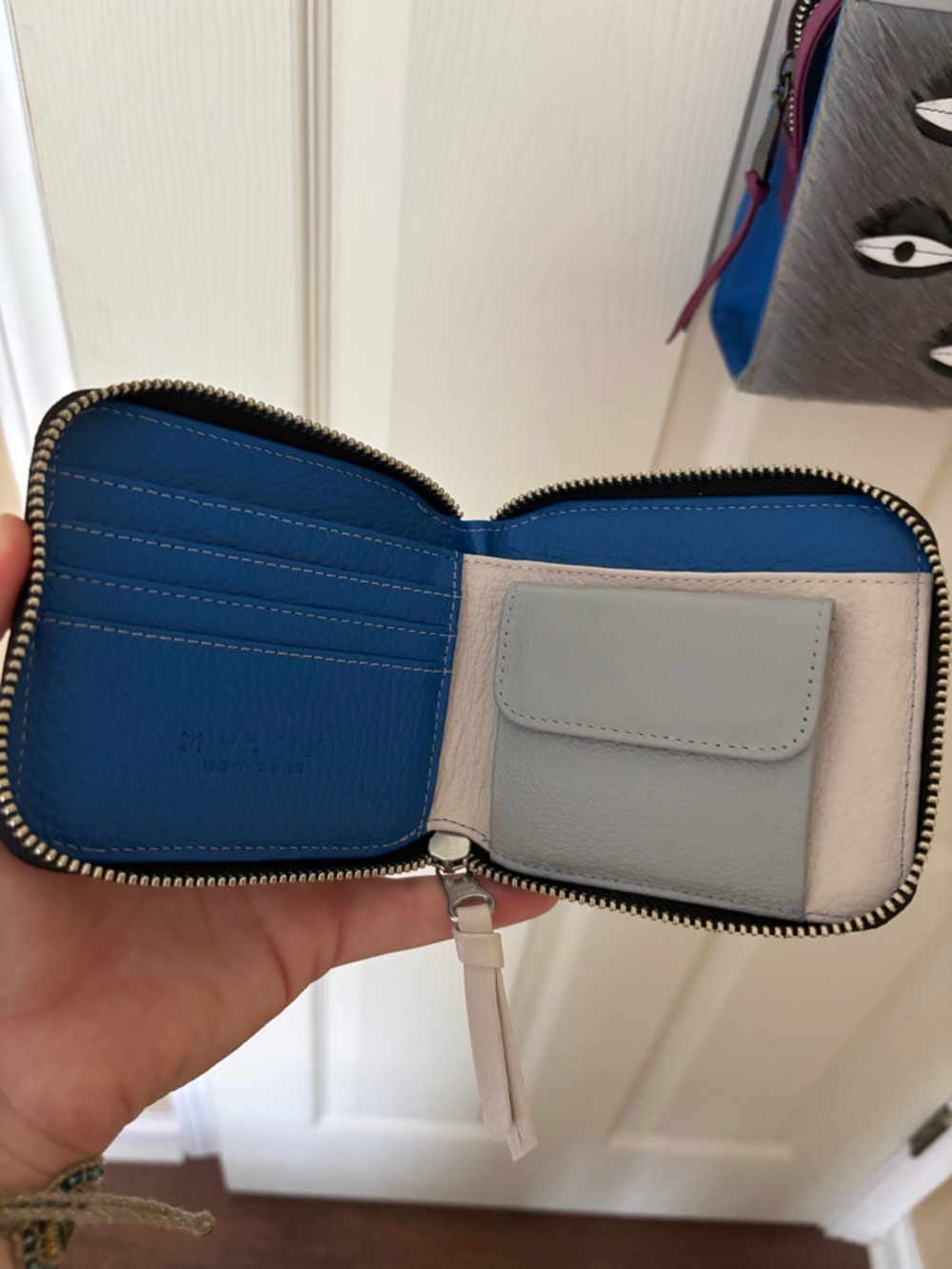 Min & Mon White Studded Zip Wallet with Eyes - Picture 3 of 3